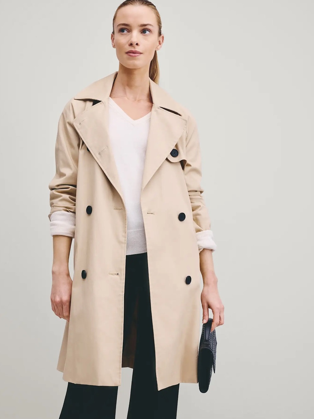 NWT QUINCE Comfort Stretch Trench Coat Light Khaki XS New - Picture 4 of 12